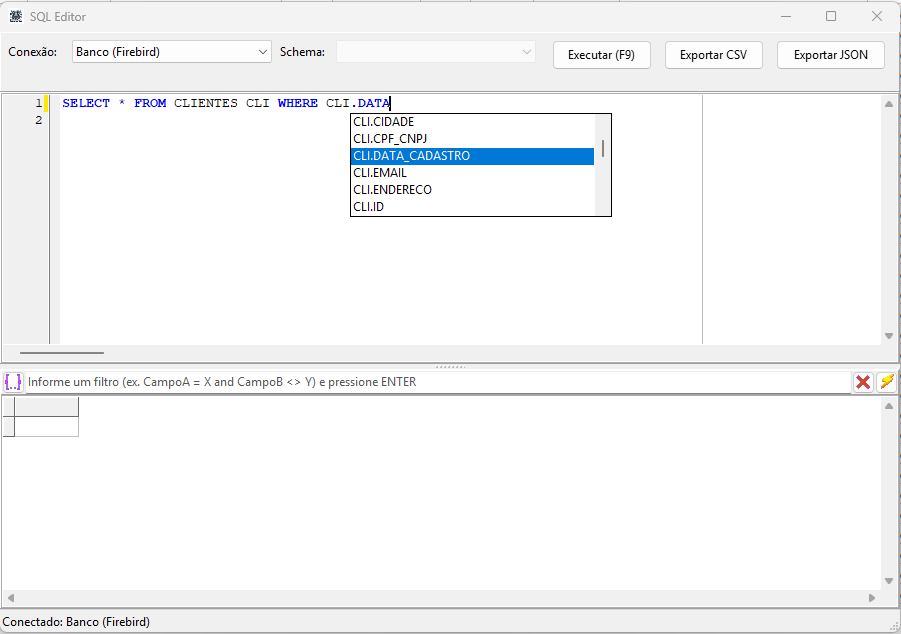 Editor SQL & SQL Guardrails - Screenshot da funcionalidade